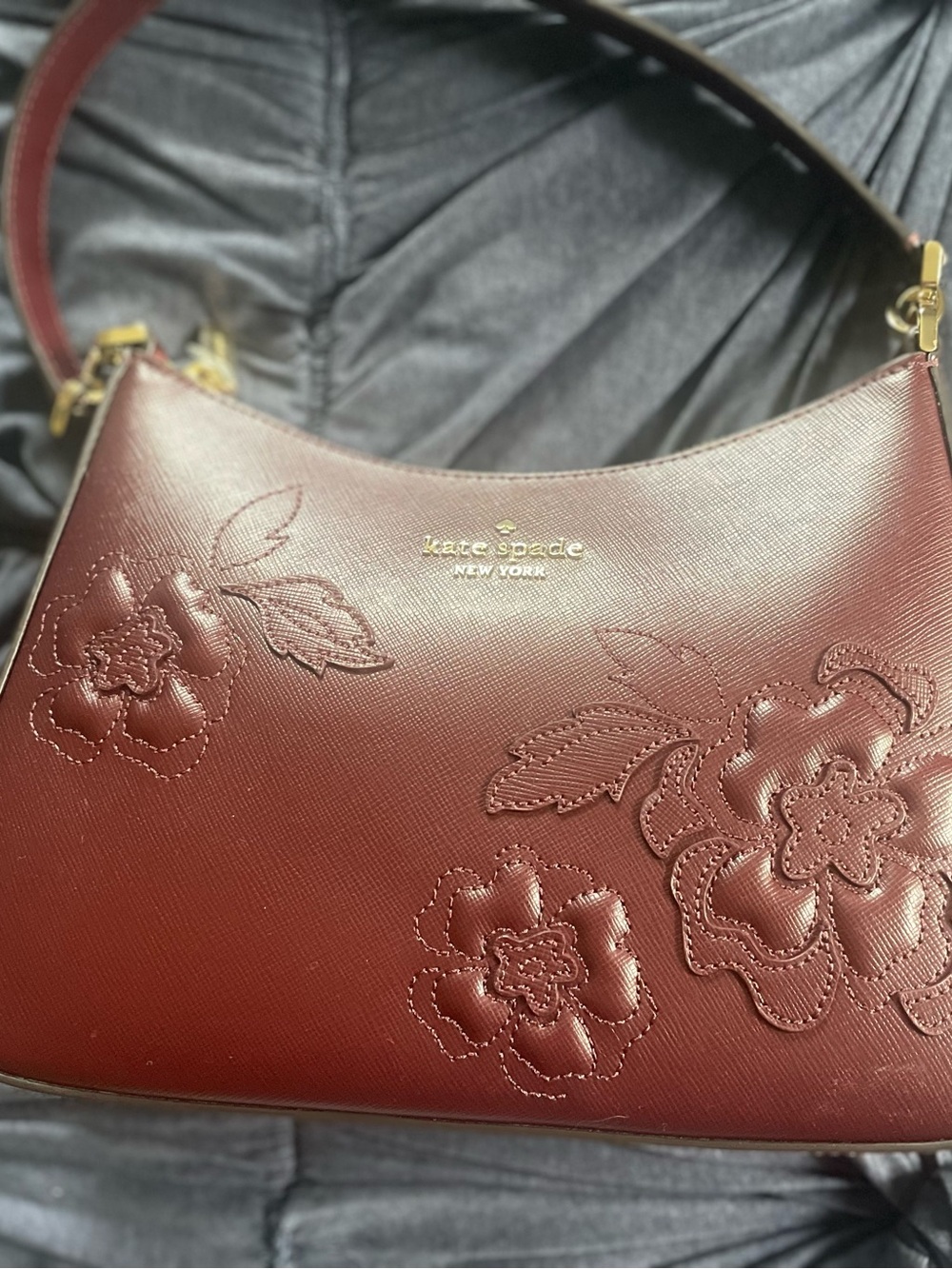 Kate Spade Dark Merlot Floral Blooms Shoulder Bag - Picture 3 of 11